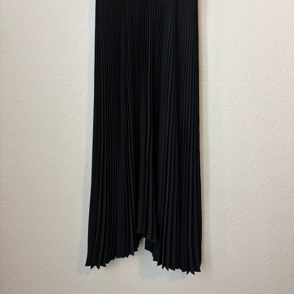 A.L.C. Renzo Black Matte Pleated Halter Midi Dress Size 0 - Picture 7 of 15